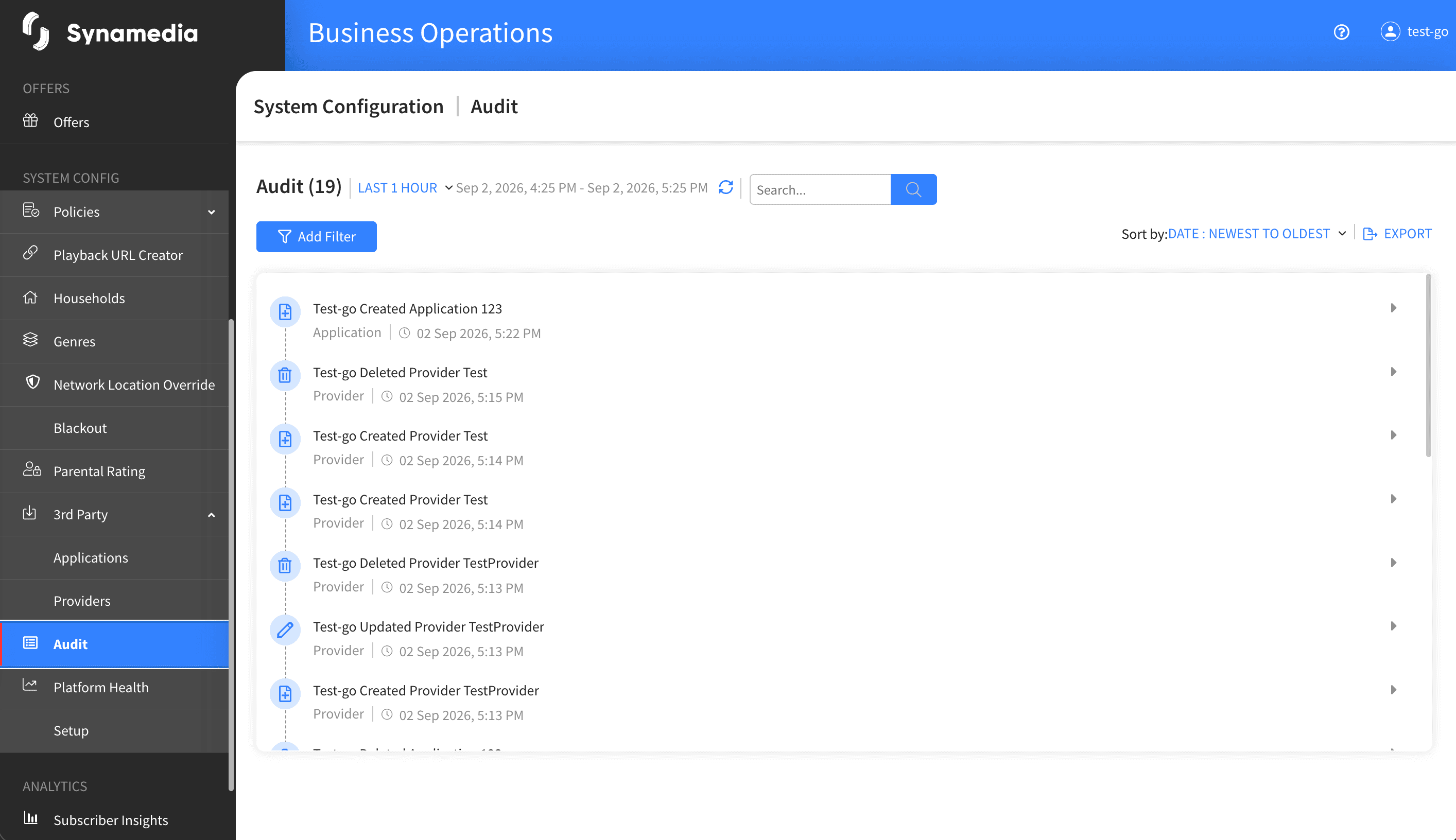 Audit Main Screen