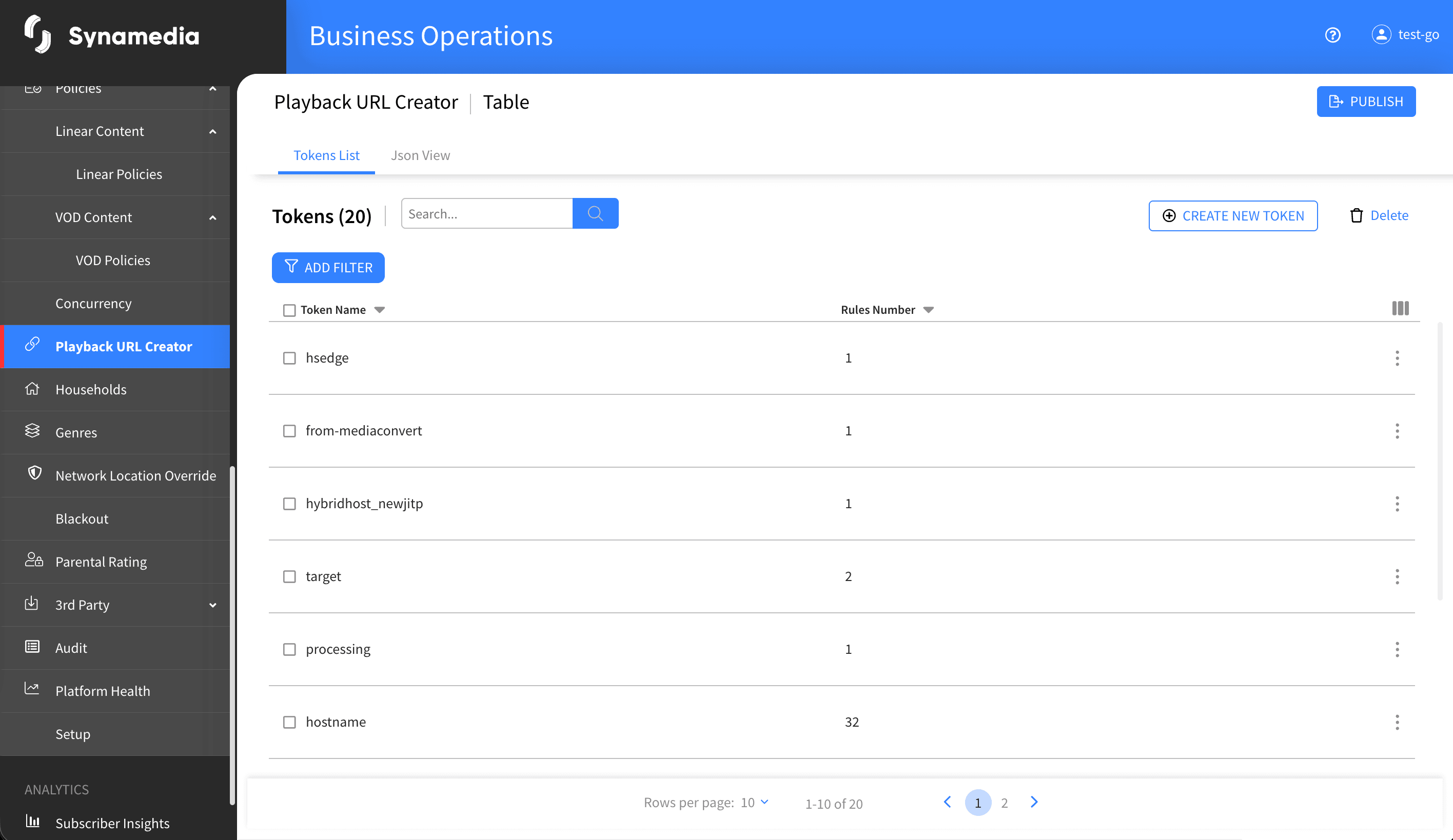 Playback URL Creator Main Screen