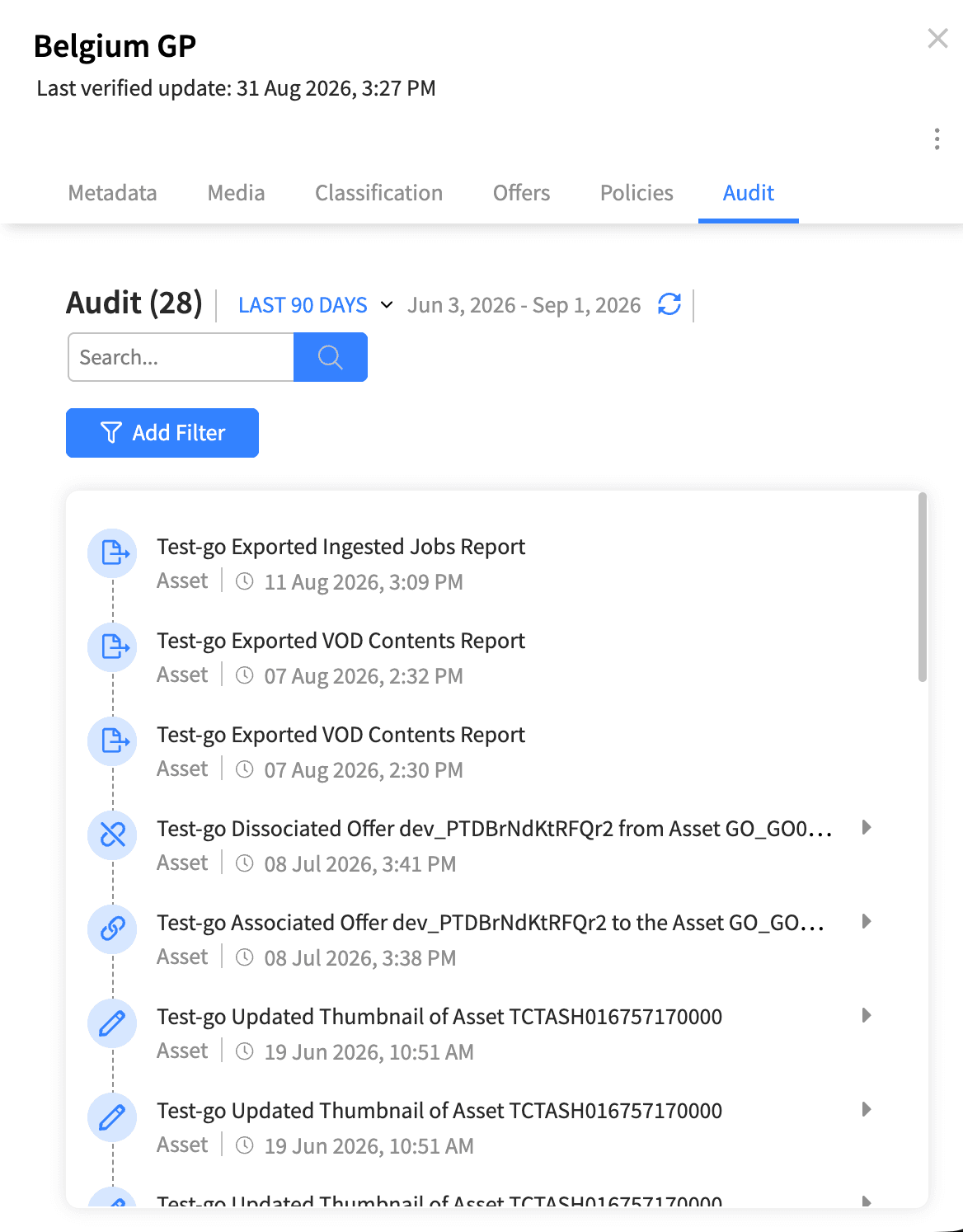 VOD Management Assets Audit Tab