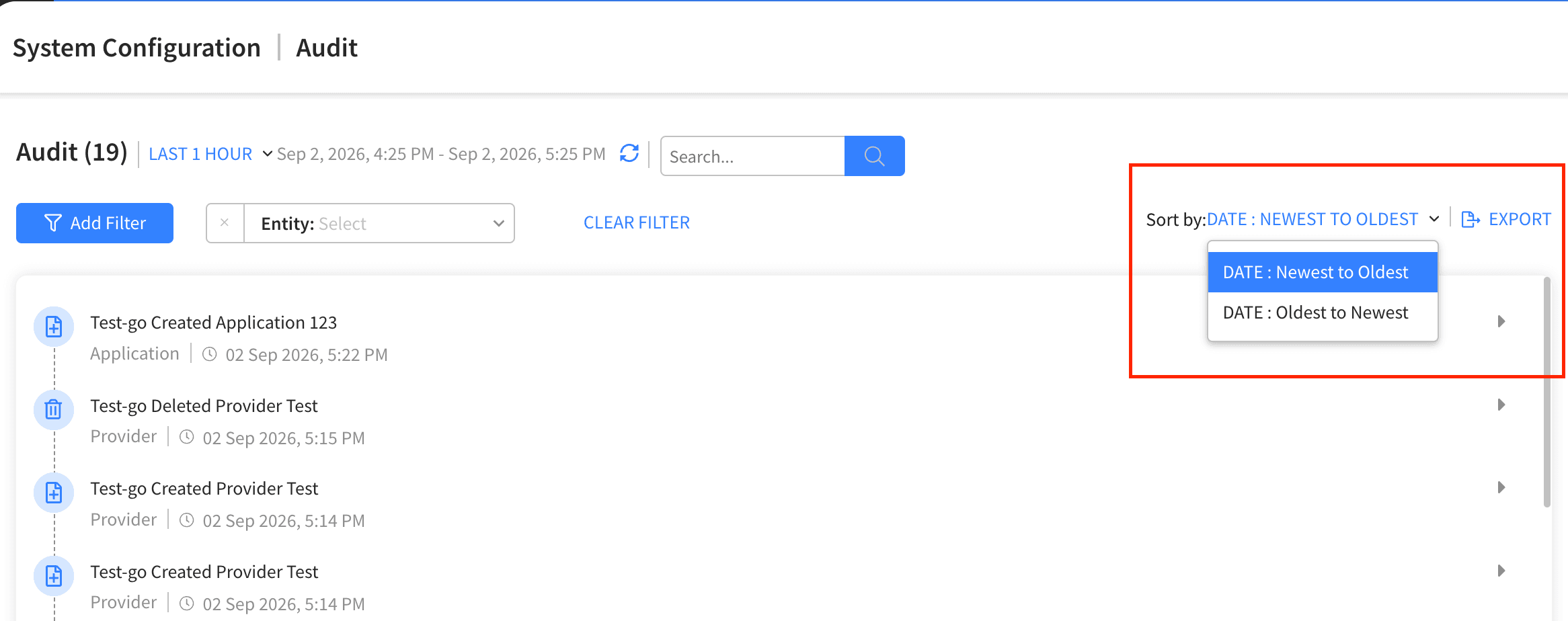 Audit Sorting and Exporting