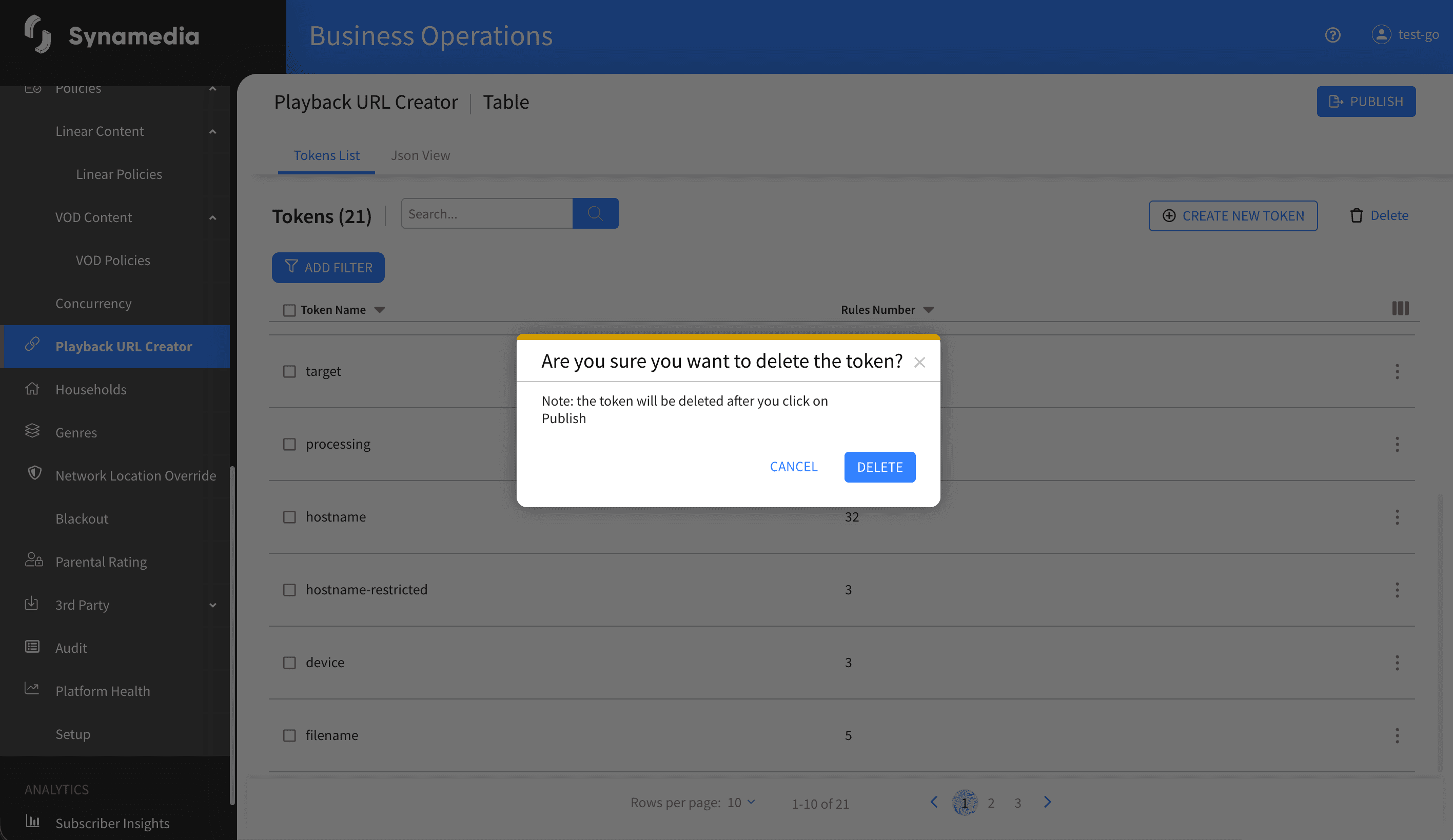 Playback URL Creator Delete