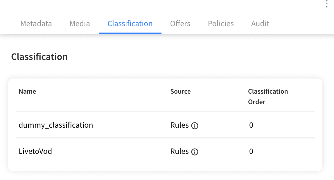 VOD Management Classification Binding Columns
