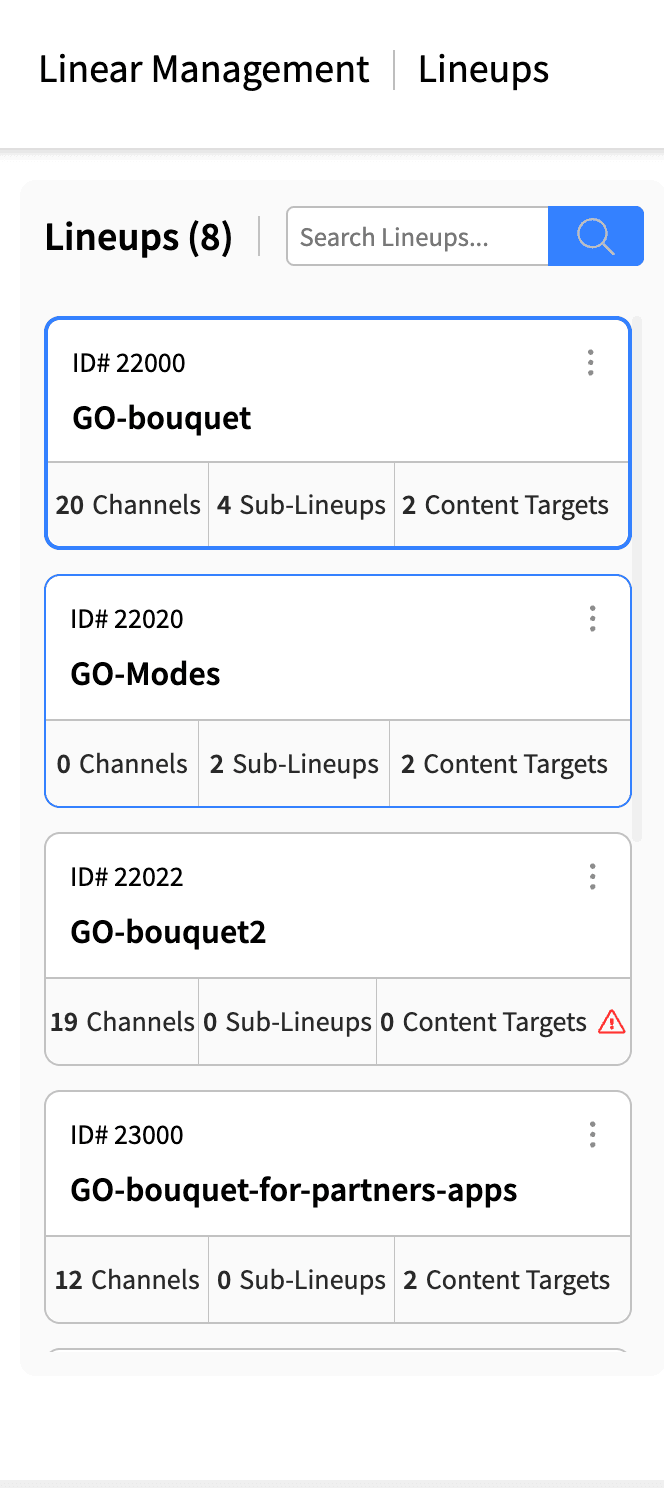 Linear Management Lineups Browse