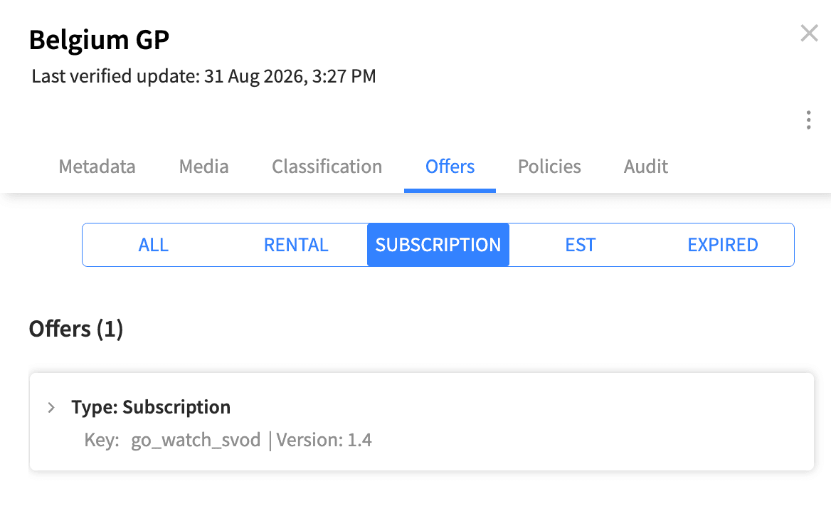 VOD Management Assets Offers Tab