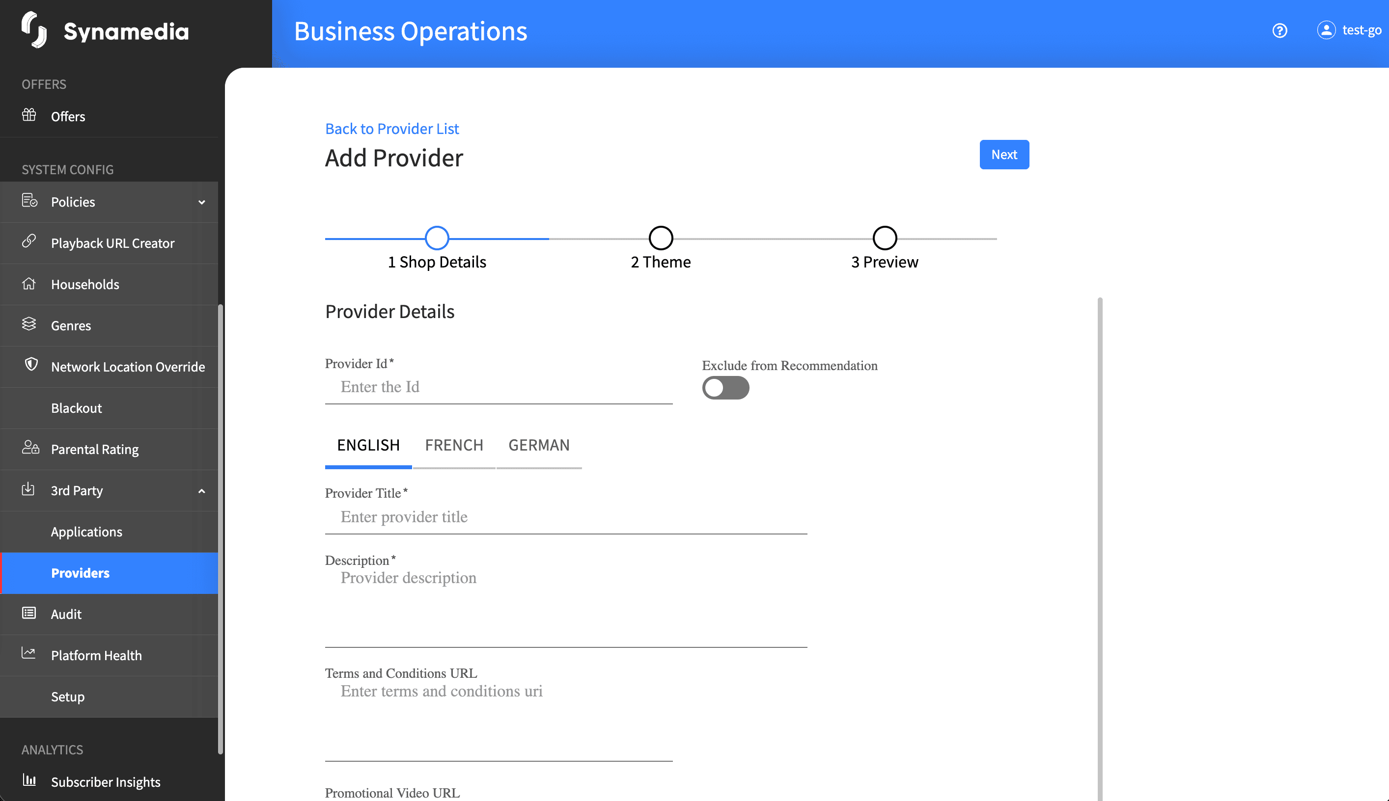 Providers Add